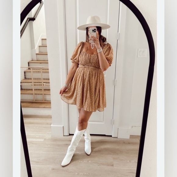 ABERCROMBIE & FITCH | Emerson Poplin Puff Sleeve Polka Dot Mini Dress | Size XS - Picture 2 of 9